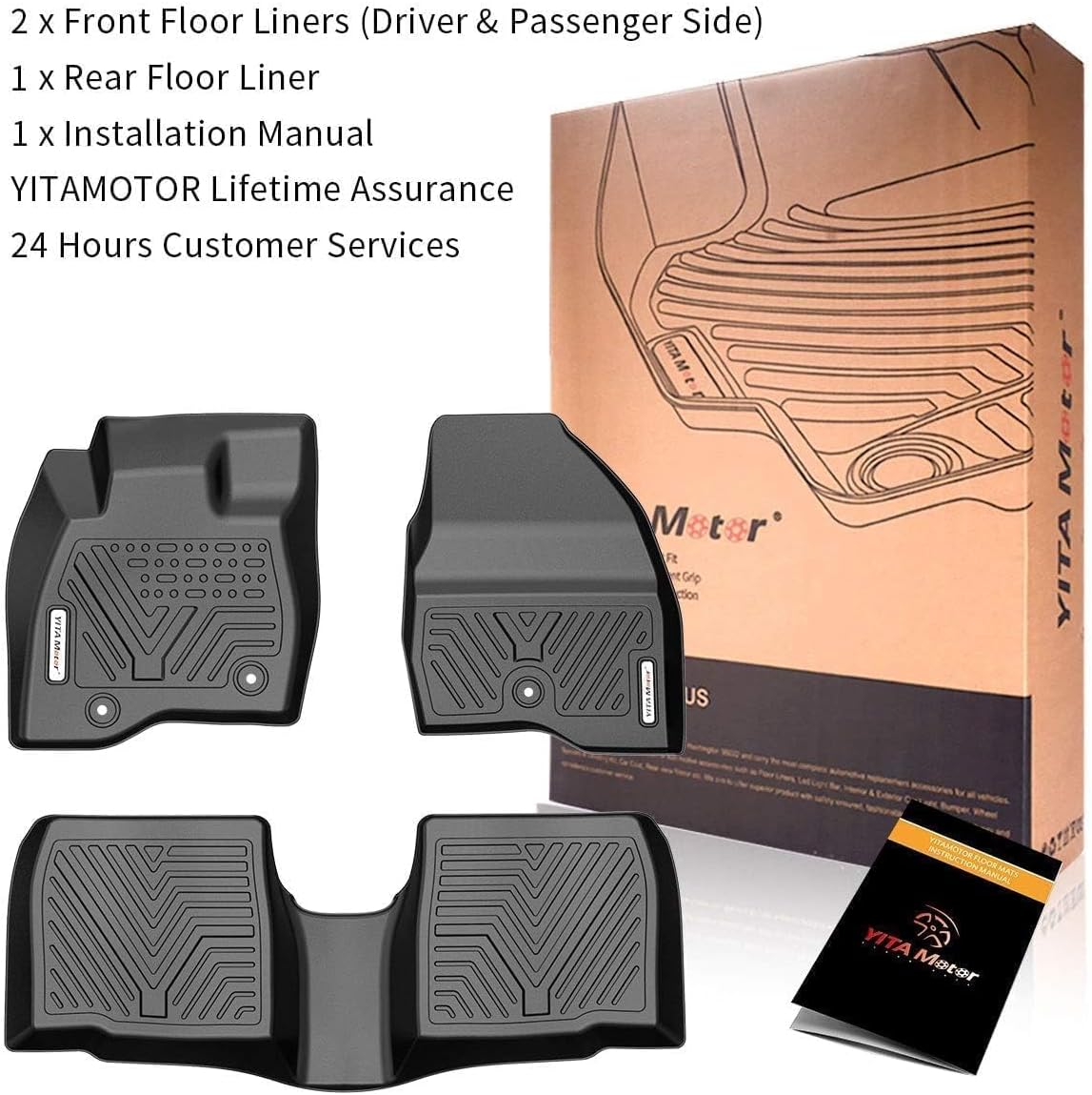 YITAMOTOR Floor Mats Compatible with 2015-2019 Ford Explorer, Custom Fit Floor Liners, 1st & 2nd Row