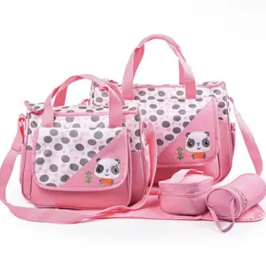 Complete Diaper Bag Set with 5 Pieces Including Tote Bag Changing Mat and Insulated Bottle Pouch