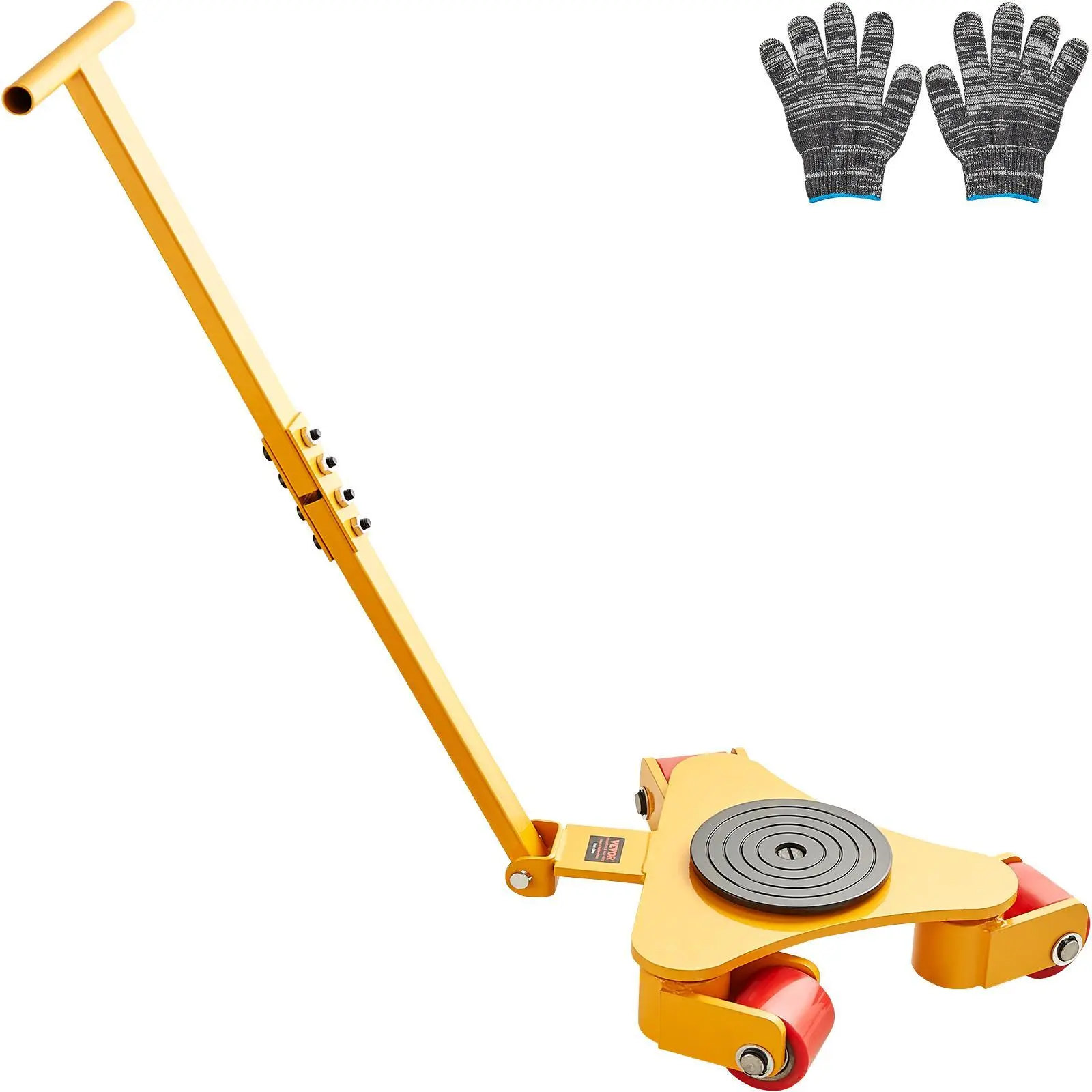 【SummerFinds】VEVOR Machinery Skate Dolly,  , 6614 LBS/3T Industrial Machinery Mover with Handle, Carbon Steel Machinery Moving Skate with 3 360° Swivel PU Wheels, 360° Rotation Non-Slip Cap for Warehouse, Workshop