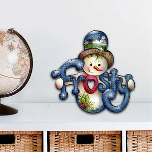Designocracy 8457505M 12 x 9 in. Frosty Christmas Outdoor Decor Large Ornaments