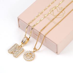 MEIITRUE 2 Pack Initial Letter Pendant Necklaces for Women 14K Gold Plated Cubic Zirconia Alphabet Necklace Fashion Jewelry Adjustable Length 17-19 Inches