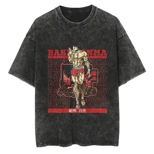 Y2k Anime Baki Haman Washed New Arrival Mens Clothes Tee Shirt Homme Graphic T-Shirts Men Tshirt for Men