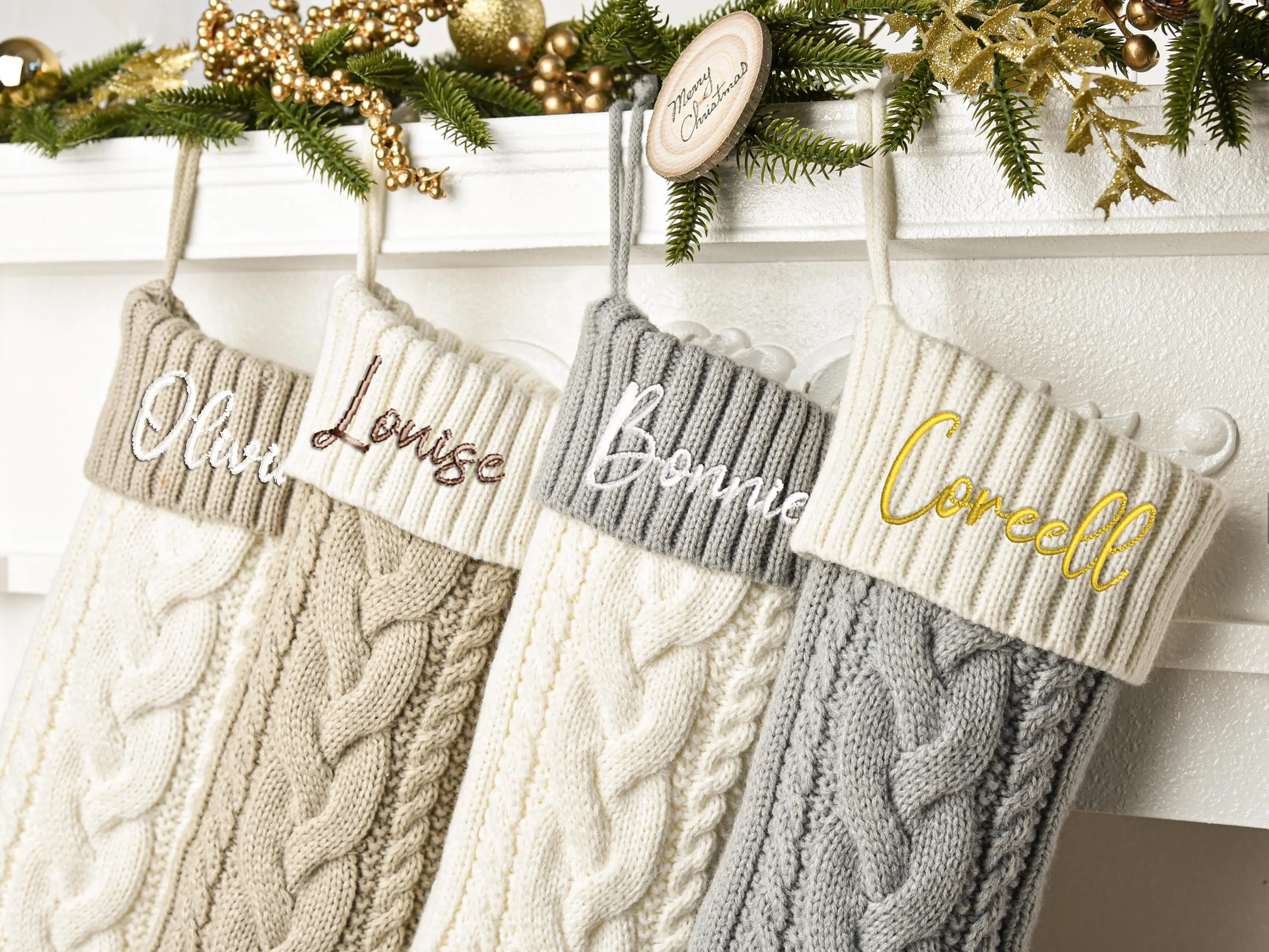 Custom Christmas Knitted Stocking personalized Embroidered Christmas Stocking christmas Stocking With Name family Stocking monogram Stocking