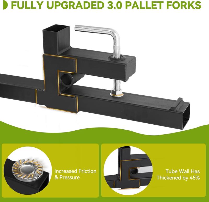 YITAMOTOR 60" Clamp On Pallet Forks for Tractor Bucket, Heavy Duty 4000lbs Quick Attach Skid Steer Loader Pallet Fork, Black