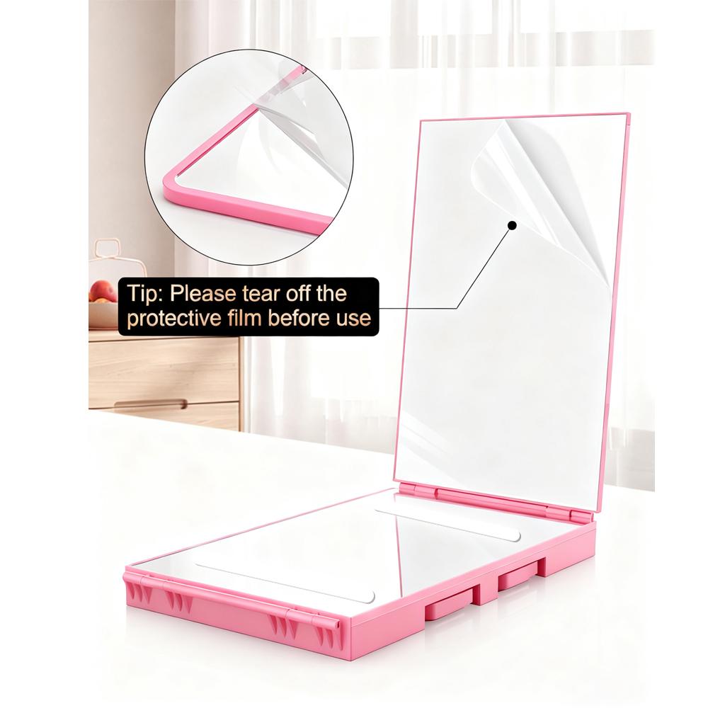 USB Rechargeable LED Makeup Mirror 3 Way 360 Trifold LED Mirror For Hair Cutting Wall-Mounted With Adjustable Lights Ideal Gifts For Men Women