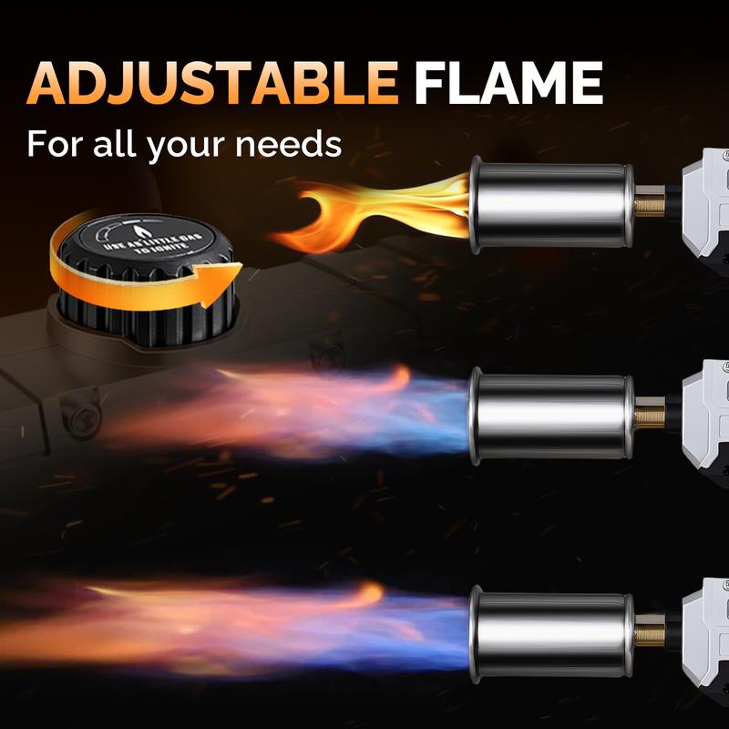 Powerful Propane Torch (Propane Canister NotIncluded), Kitchen Torch, Adjustable Torch Suitable forLow-Temperature Sous Vide Steak, BBQ, Fireplaces, Charcoal lgnition, an Excellent Gift for Christmas and NewYear