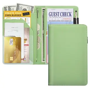 Server Books for Waitress Leather Waiter Book Wallet with Zipper Pocket Cute Waitstaff Organizer Money Fit Server Apron