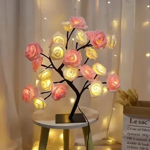 Rose Flower Design Tree Night Light, USB Powered Table Lamp, Versatile Indoor Room Lights for Bedroom, Holiday Decorative Lights, Perfect Valentine's Day Gift & Home Decor, Nightlight For Bedroom