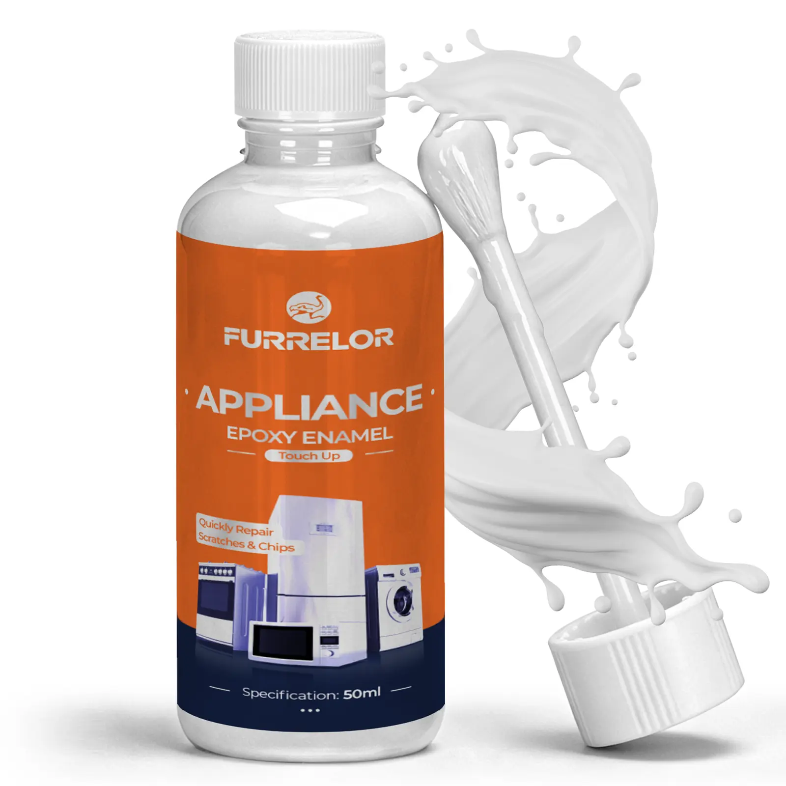 White Appliance Touch Up Paint,Microwave Cavity Paint,Multi-Purpose Metal Paint,Ideal for Refrigerators,Dishwashers,household electrical appliances Metal Surfaces＆Car Wheel Scratch Repair,(50ml/1.7fl oz)
