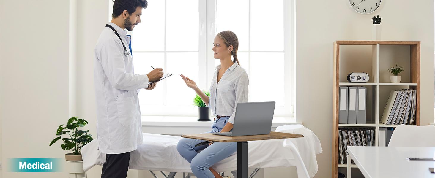 Mobile Rolling Standing Desk - Overbed Table, Teacher Podium with Wheels, Adjustable Work Table,for Home, Office, Classroom