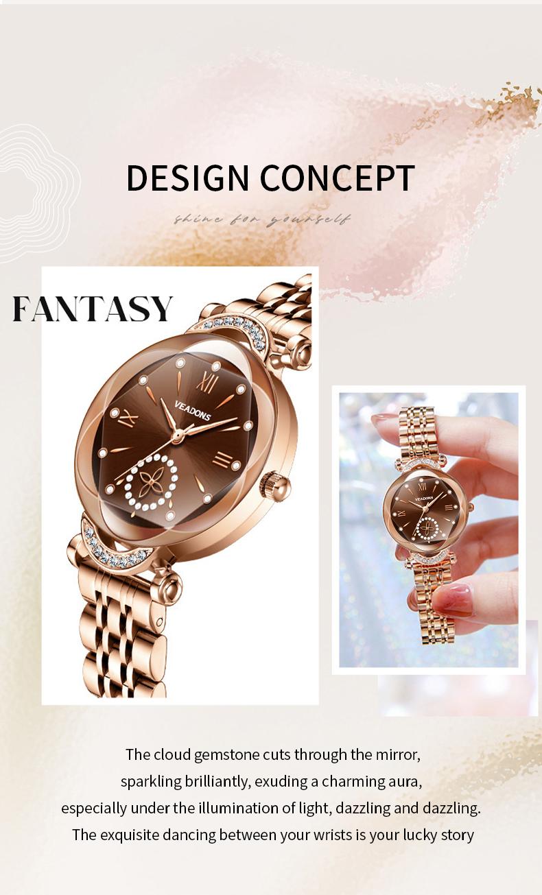 Luxury Watch  Women's Jewelry Watch Valentine’s Day Gift Elegant Diamond Cut Crystal Four Leaf Clover Pearl Elements Stainless Steel Case Waterproof Design for Daily Wear or Gifting ChristmasGift