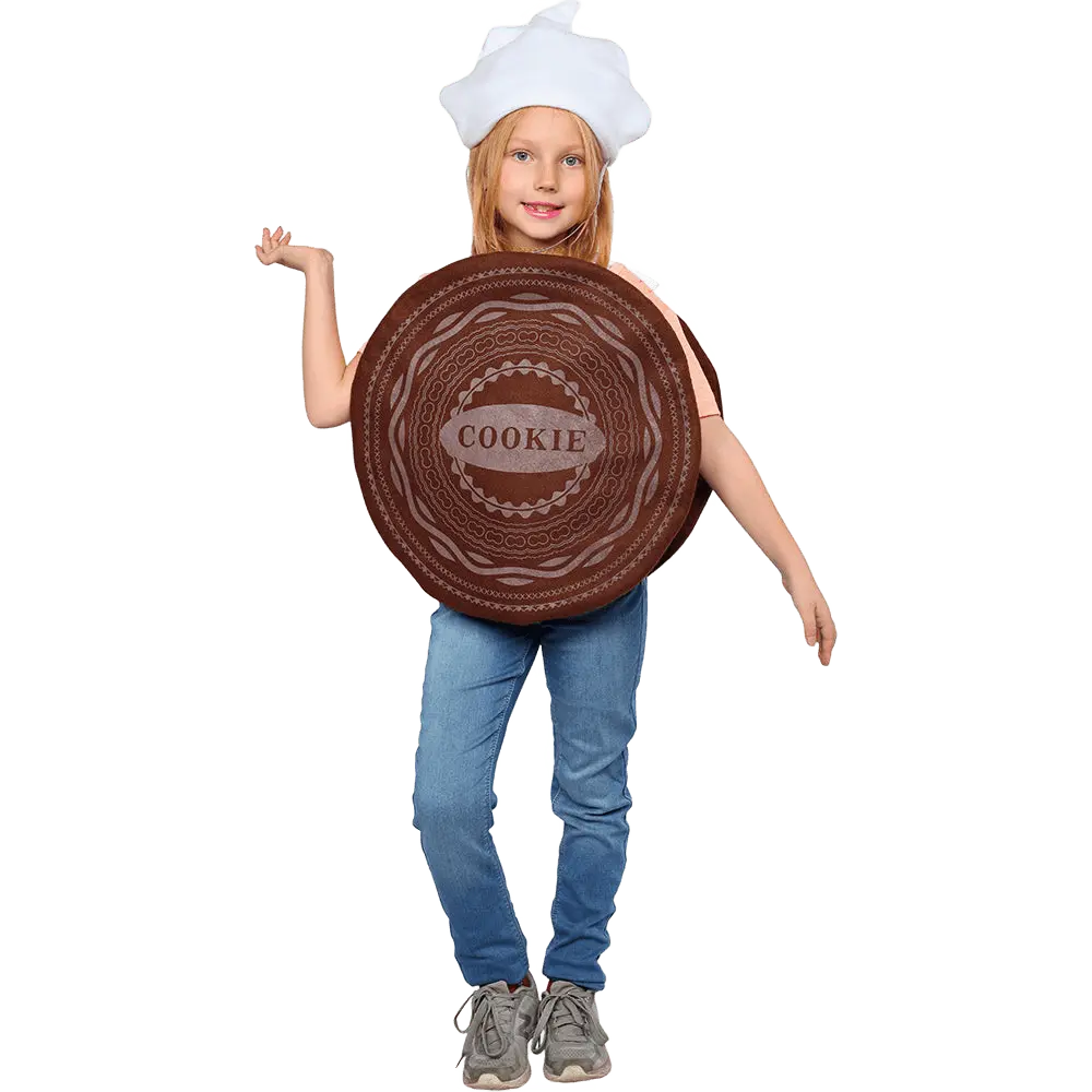 Sandwich Cookie Costume Dress For Kids - Chocolate Chip Cookie Tunic with Cream Hat - Girly Costume Perfect for Halloween, Pretend Play Fun, Theme Party & Cosplay Costume Party