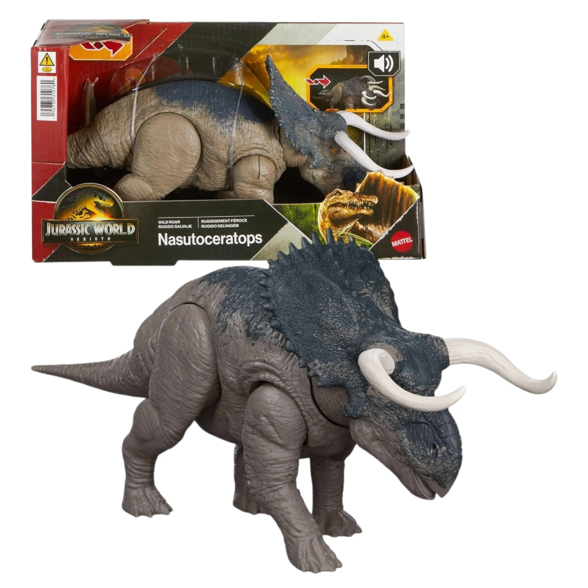 Jurassic World Rebirth Wild Roar Nasutoceratops Interactive Dinosaur Figure