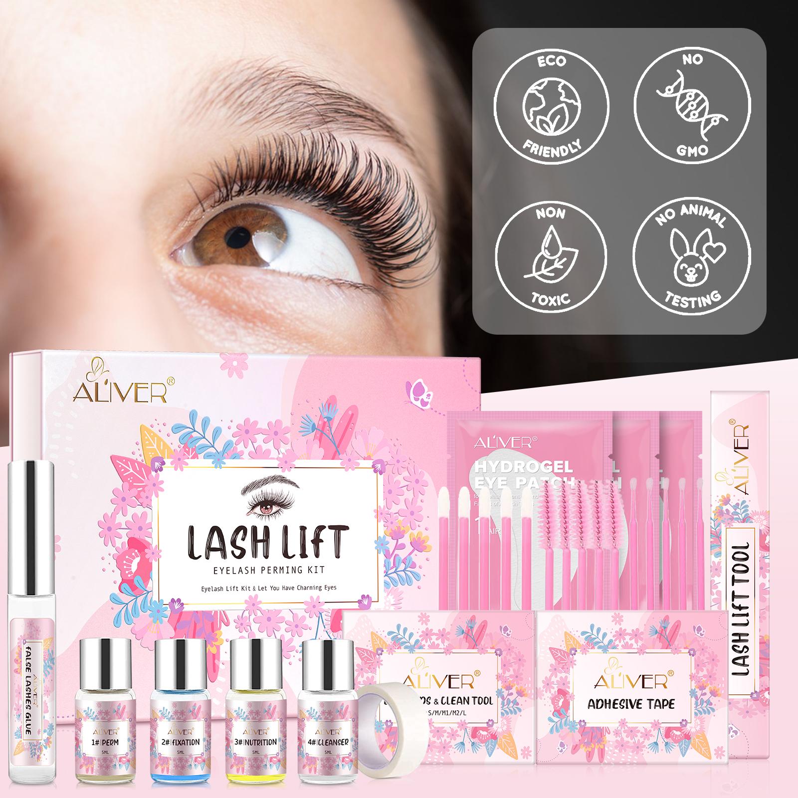 ALIVER Silicone Lash Lift Kit - Salon-Grade DIY At-Home Makeup Set with Eye Shields, Pads & Accessories, Lifted Curve, Natural Curls, Long-Lasting, Labelled Steps, Clean Application for Youth Beauty & Personal Care