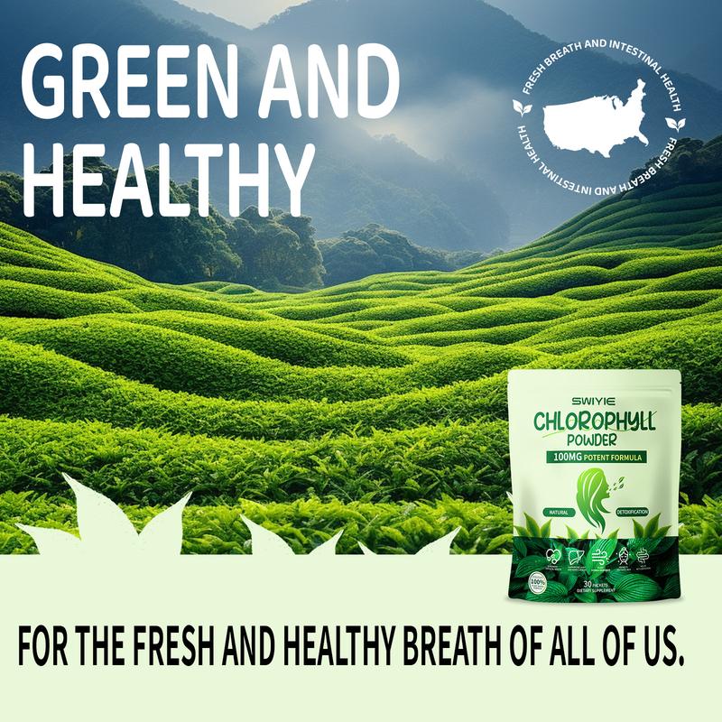 Swiyie Chlorophyll 100mg Potent Formula - 30 Pack Mint flavor  of Edible Healthcare for Body Odor, Skin Clarity & Liver Support, Plant-Based, Sugar-Free