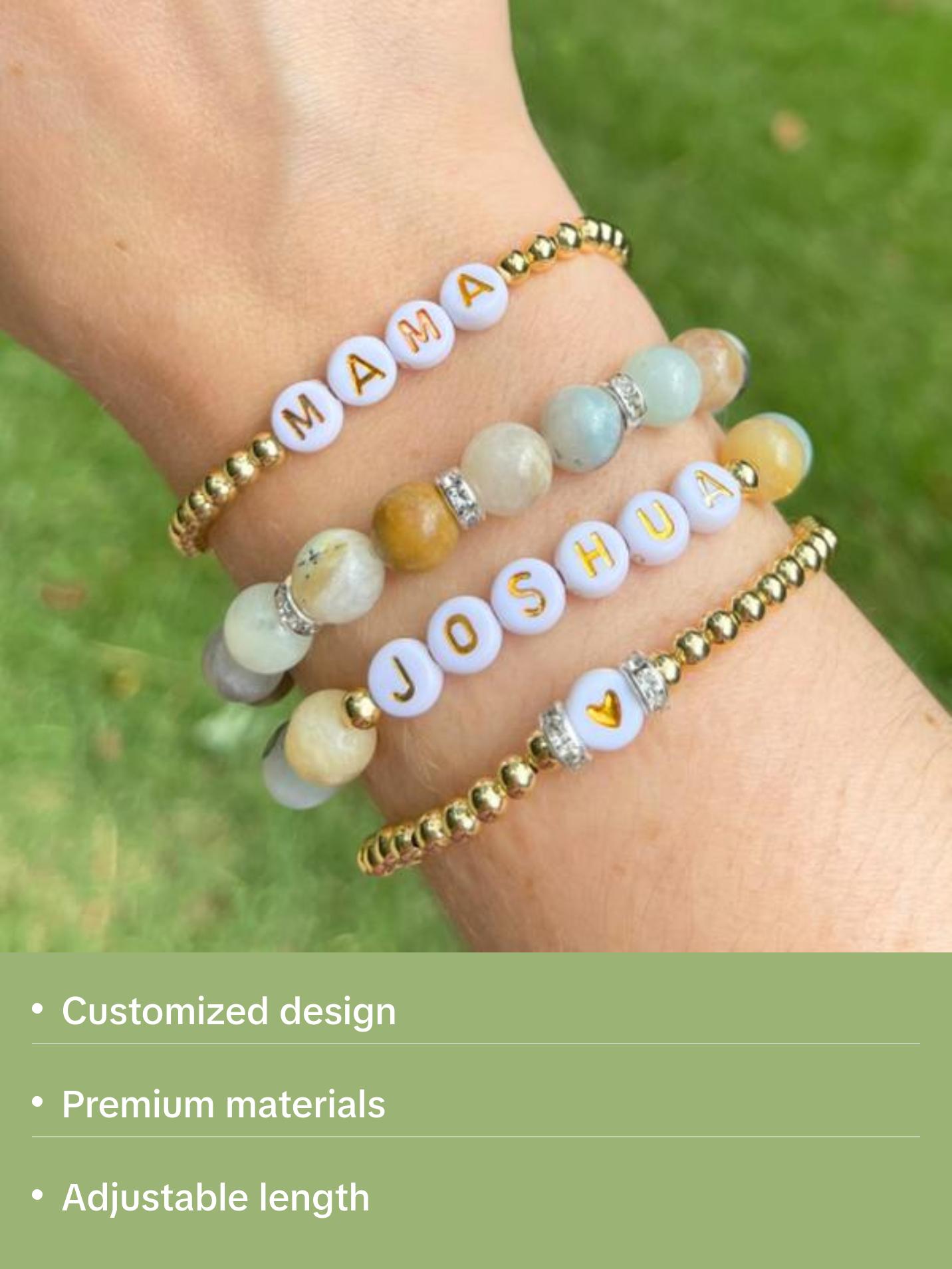 Personalized Beaded Name Bracelet - Gift for Friends, Coworkers, Mom, Aunt - Personalized Word Bracelet