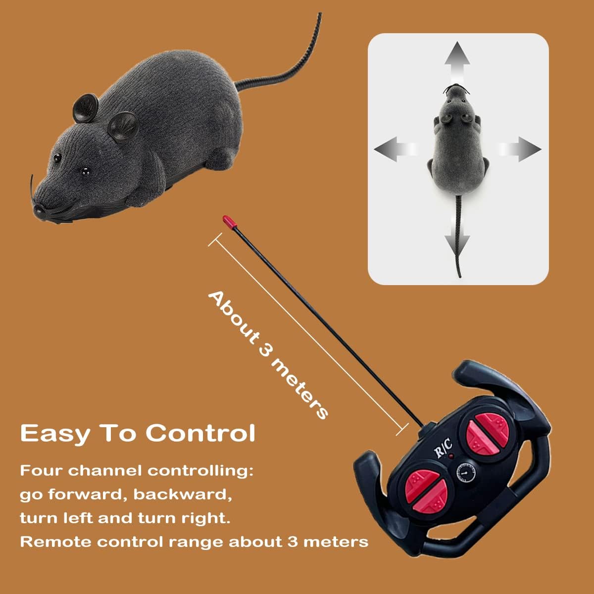 Interactive Squeaky Cat Mouse Toy Fun and Engaging Pet Toy for Cat Durable and Safe Design Perfect for Playtime(without battery)
