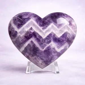 CHEVRON AMETHYST DREAM HEART  Collector Grade | 0.80 lb (0.90 lb with stand) crystal collector crystals high vibe Amethyst Crystal Decor