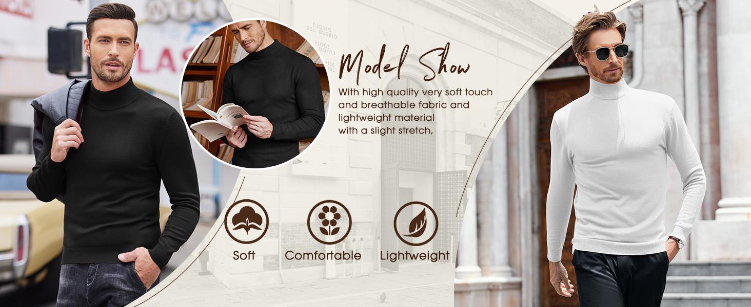 COOFANDY Men's Slim Fit Mock Turtleneck Pullover Sweater Casual Basic Knitted Thermal Sweaters Fashion Long Sleeve