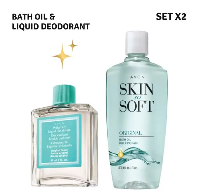 Avon Skin So Soft Original Bath Oil & Perfumed Liquid Deodorant Set