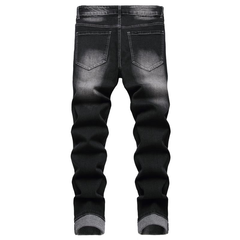 JUNBAOSS Men's Slim Fit Stretch Jeans Ripped Skinny Jeans for Men, Distressed Straight Leg Fashion Casual Popular Chic Comfort Flex Waist Denim Pants, Menswear Classic Street Style Cotton Fabric Jean Natural Hipster Personalized Stylish Jeans with Pockets