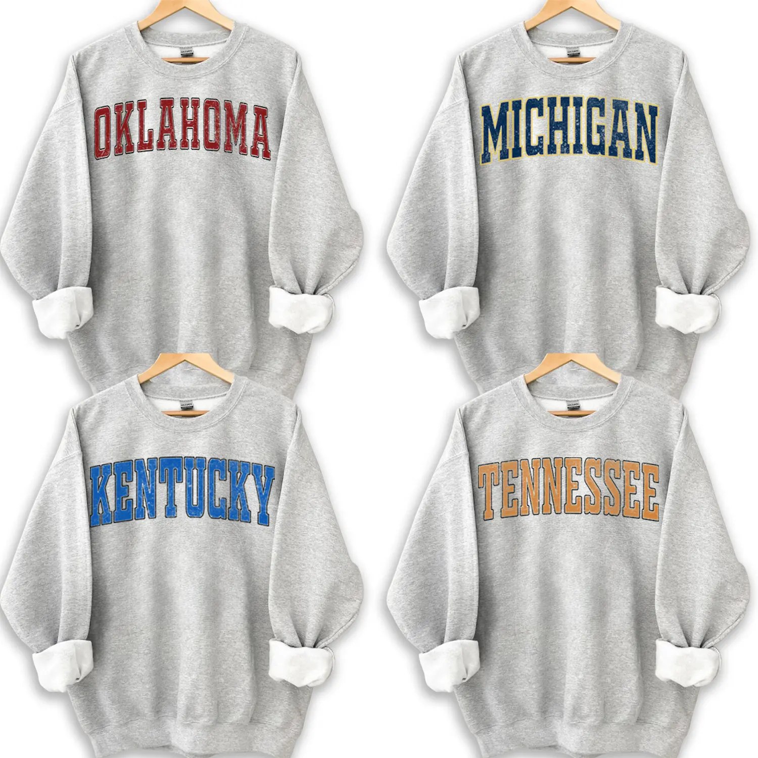 Vintage Varsity College Sweatshirt – Ash Grey, Unisex Classic Fleece Pullover with a Retro Athletic Style, Perfect for Everyday Layering