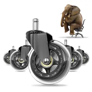 Chair Wheels - Replacement Rubber Wheels - Universal Fit 3 Inch Casters, Heavy-Duty Chair Casters, Noise Free, Fits 98% Chair, for All Floor (5pcs)