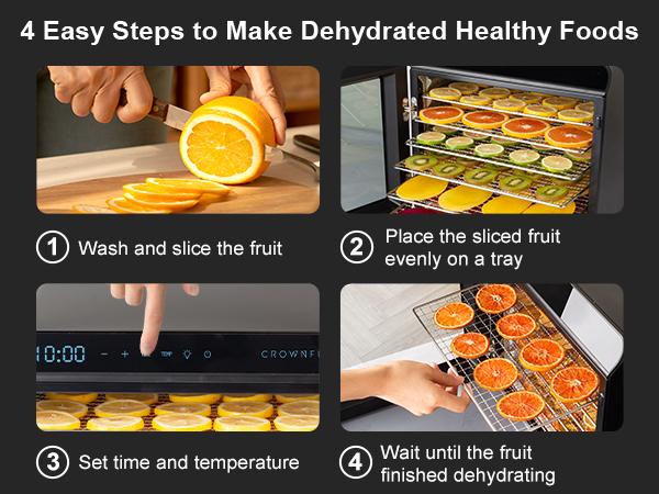 Crownful Food Dehydrator Machine, 7 Stainless Steel Trays, Dryer for Jerky, Vegetable, Fruit, Meat, Dog Treats, Herbs, and Yogurt