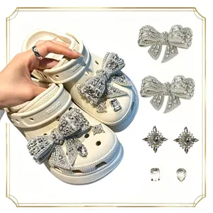 6Pcs Heavy Duty Bow Shoe Charms Dark Luxury Gothic Bow Clog Charms Detachable Decorative Shoe Accessories Shoe Charms For Crocs Clogs