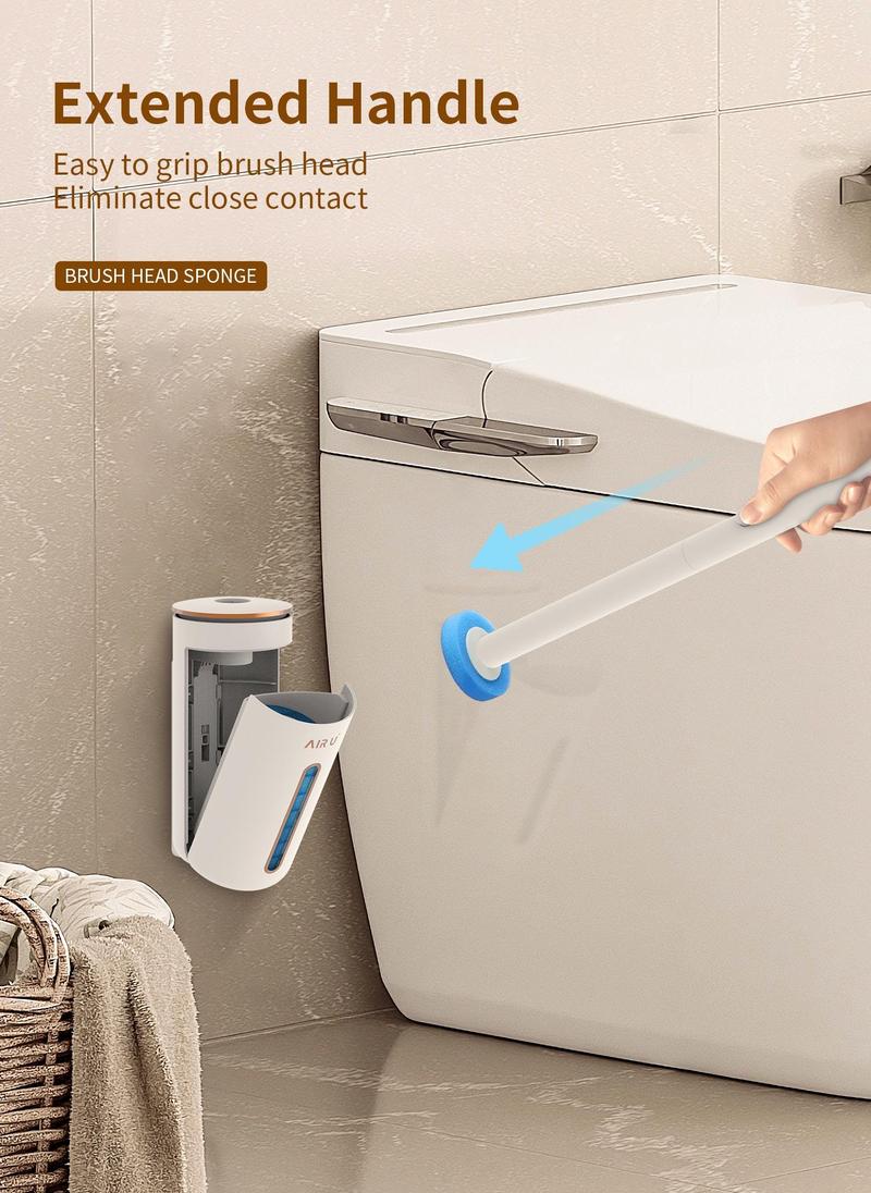 24pc, Disposable Toilet Cleaning Set,Toilet Bowl Cleaning System- 1 Toilet Brush, 1 Storage Caddy, 1 Fragrant Tablet and 24 / 48 Refils Cleaning Liquid，Wall- Mounted Cleaning Tool for Bathroom Stocking Stuffer Bundle