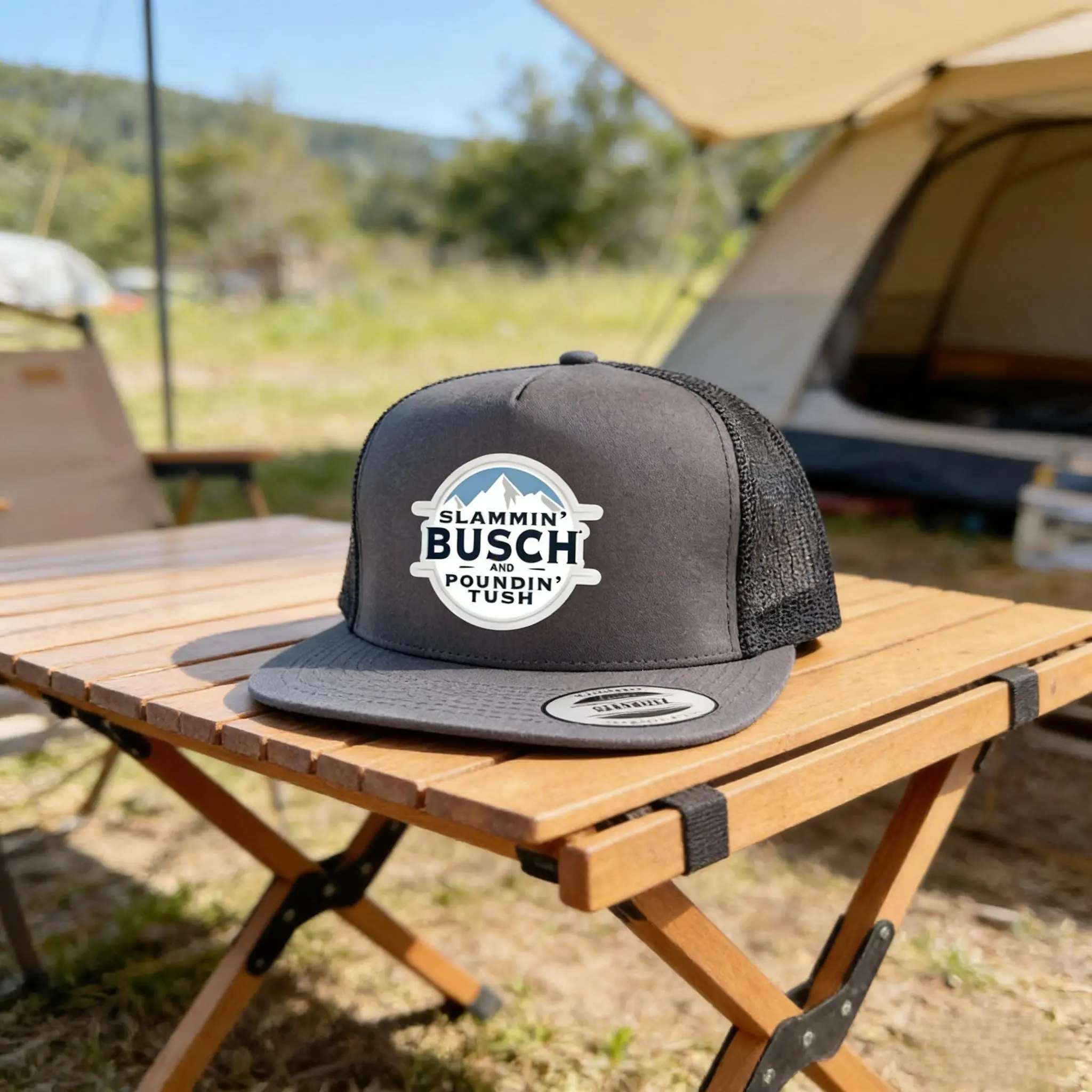 Slammin' Busch and Poundin' Tush Trucker Hat | Funny Beer Lover Gift | Country Boy Humor Cap summerwins Fathers Day Gag Gift for Husband Boyfriend