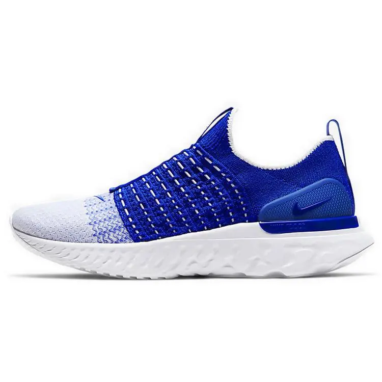 Nike React Phantom Run Flyknit 2 'Photo Blue White' Lightweight Training Shoes, Breathable Design, True Size for Daily Wear, Running, Fabric, Cushion, React Foam, True To Size, Comfortable For Long Runs, Sleek Look