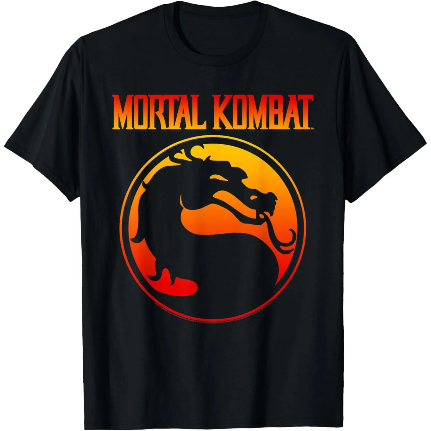 Gamer's Short-Sleeve Round Neck Graphic T-Shirt - Casual Streetwear Sports Top with Iconic M Dragon Logo Print, Mortal Kombat Design, Finish Him Shout, All Seasons Apparel for Gaming Enthusiasts, Shortsleeve
