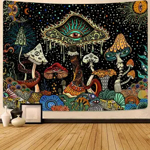 Mandala style eye mushroom pattern tapestry, interesting Lightweight Decoration wall hanging, dopamine art tapestry, suitable for living room, bedroom, college dorm, trippy room decor， bedroom decor cool stuff for room tapestry mens room decor