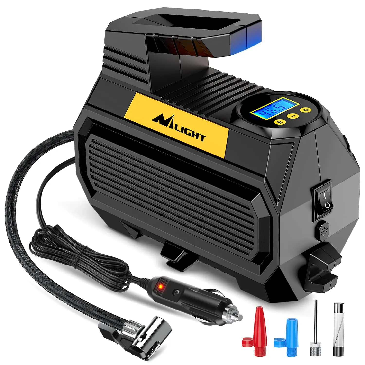 Nilight Tire Inflator Air Compressor Portable Air Pump for 12V DC Car Tires with Digital Pressure Gauge 150PSI Auto Tire Pump Compact Black Automotive Maintenance Tools, Automotive Tire Inflator, Digital Gauge