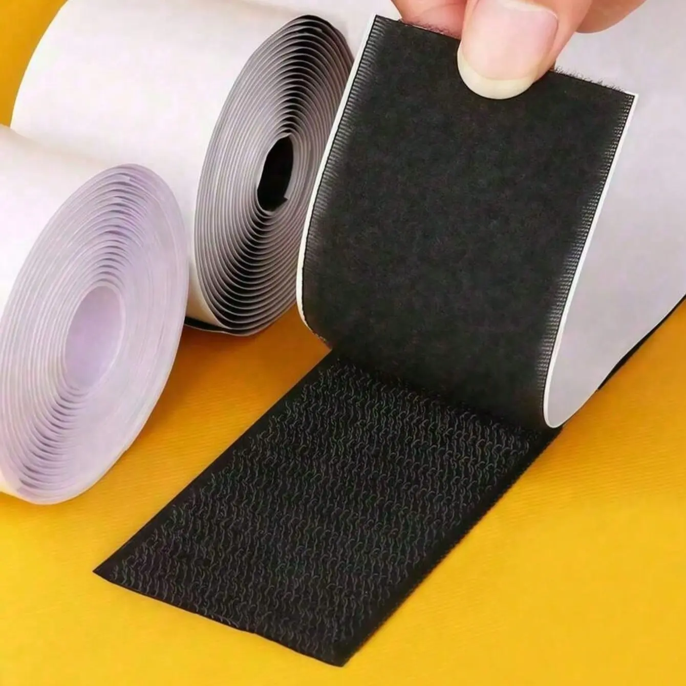 Strong Adhesive Hook & Loop Fastener Tape, 2 Rolls/set, Self-Adhesive Nylon Strips for Sofa Cushions, Curtains, Car Mats, Rugs, and Colors, Hook Tape Strips for Furniture, Super Strong Adhesion