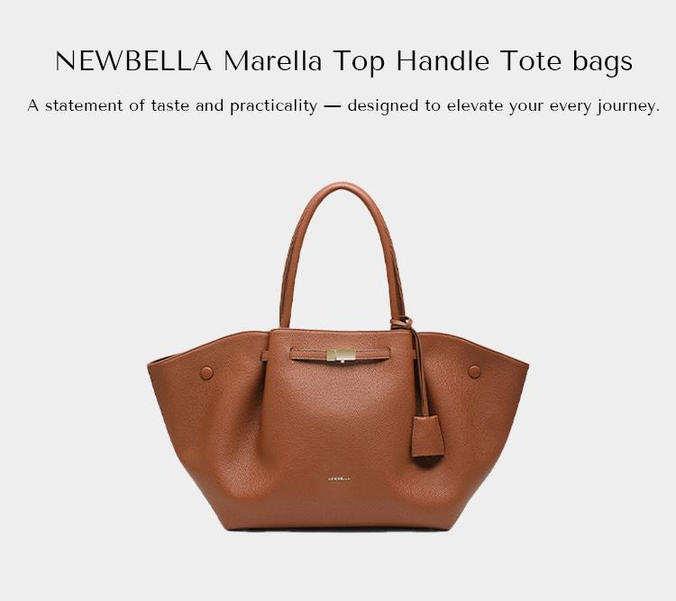 NEWBELLA Marella Top Handle Tote Bags - Elegant PU Leather Tote with Detachable Charm & Magnetic Closure System for Everyday Use 23.6" x 12.6" x 5.5" x 11" SpringStatements