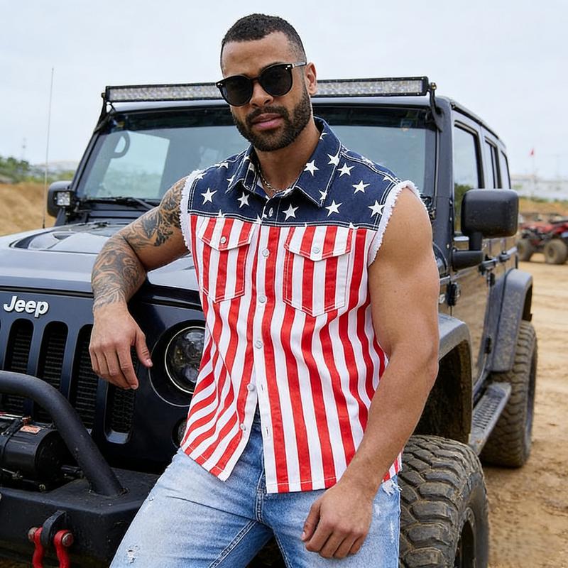Yuanbang 4th of July Men’s American Flag Denim Vest Independence Day Sleeveless Casual Jacket Patriotic Style Outdoor Fashion Menswear Festival Dad Gifts Guys Love Top Yuanbang 4th of July Men’s American Flag Denim Vest Independence Day Sleeveless Casual Jacket Patriotic Style Outdoor Fashion Menswear Festival Dad Gifts Guys Love Top