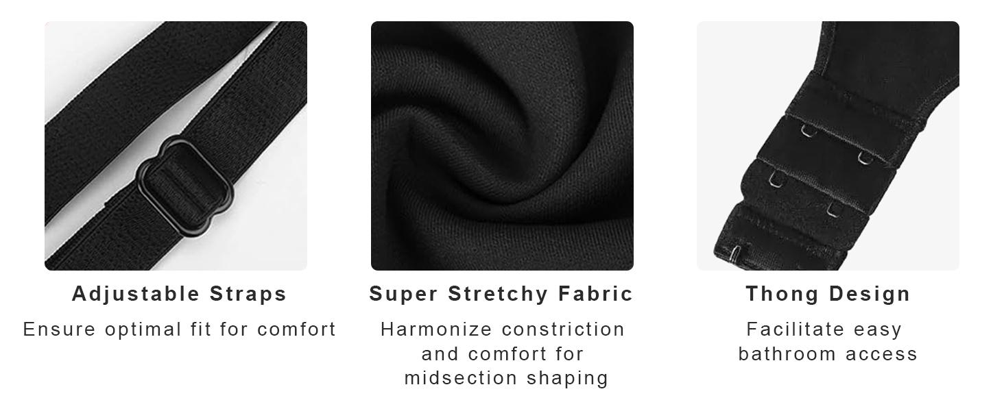 SHAPERX Seamless Bodysuit Tummy Control Shapewear Thong Style Women's Shaping Snatched Body Suit Womenswear Tops Comfort Moderate Support Comfortable Fit