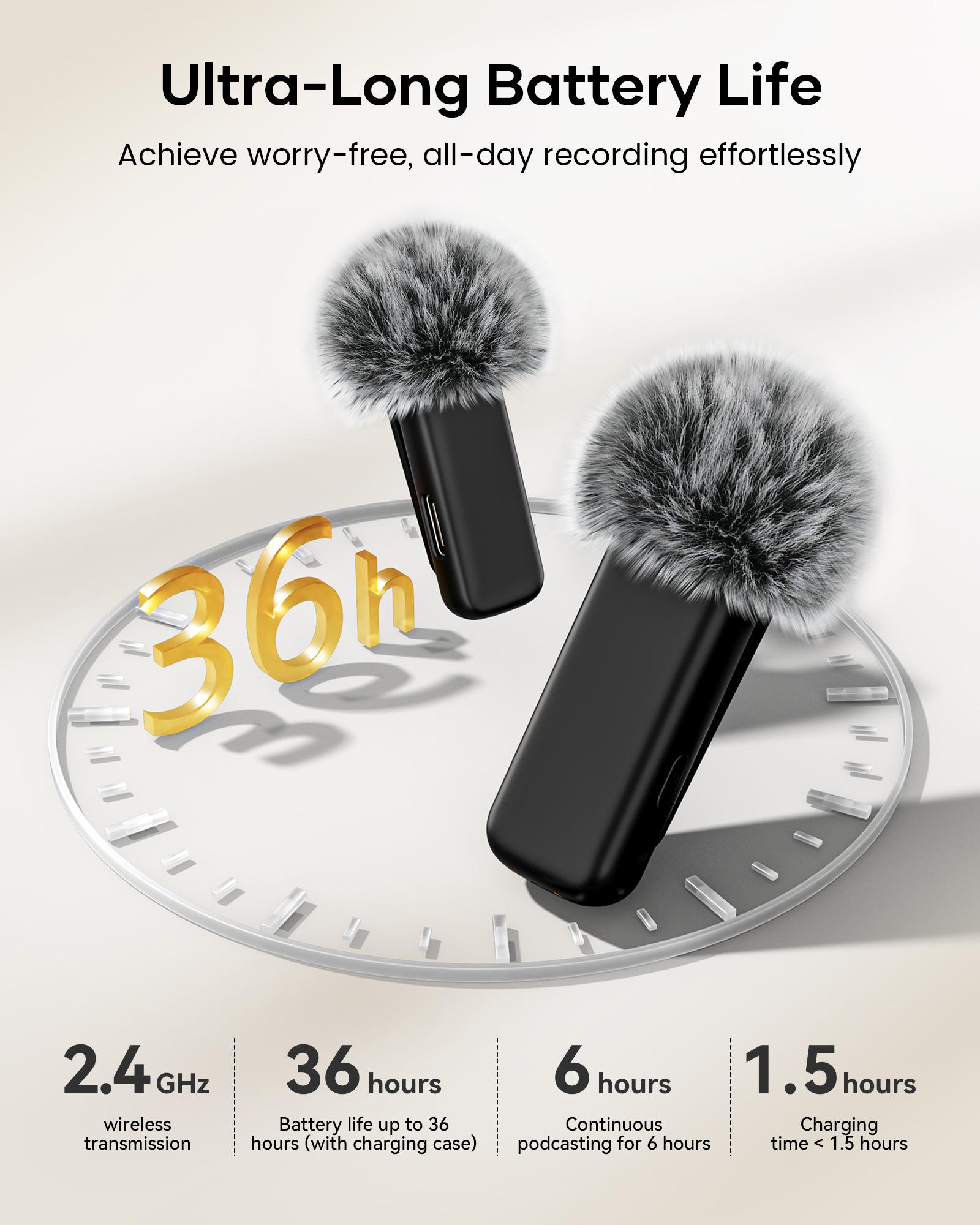 KUKIHO K6 wireless lavalier microphone is suitable for all mobile phones Type-C and ios, plug and play noise reduction wireless microphone