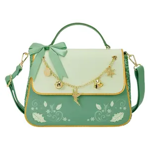 Loungefly Disney Peter Pan Tinker Bell Holiday Sequin Crossbody Bag with Charms