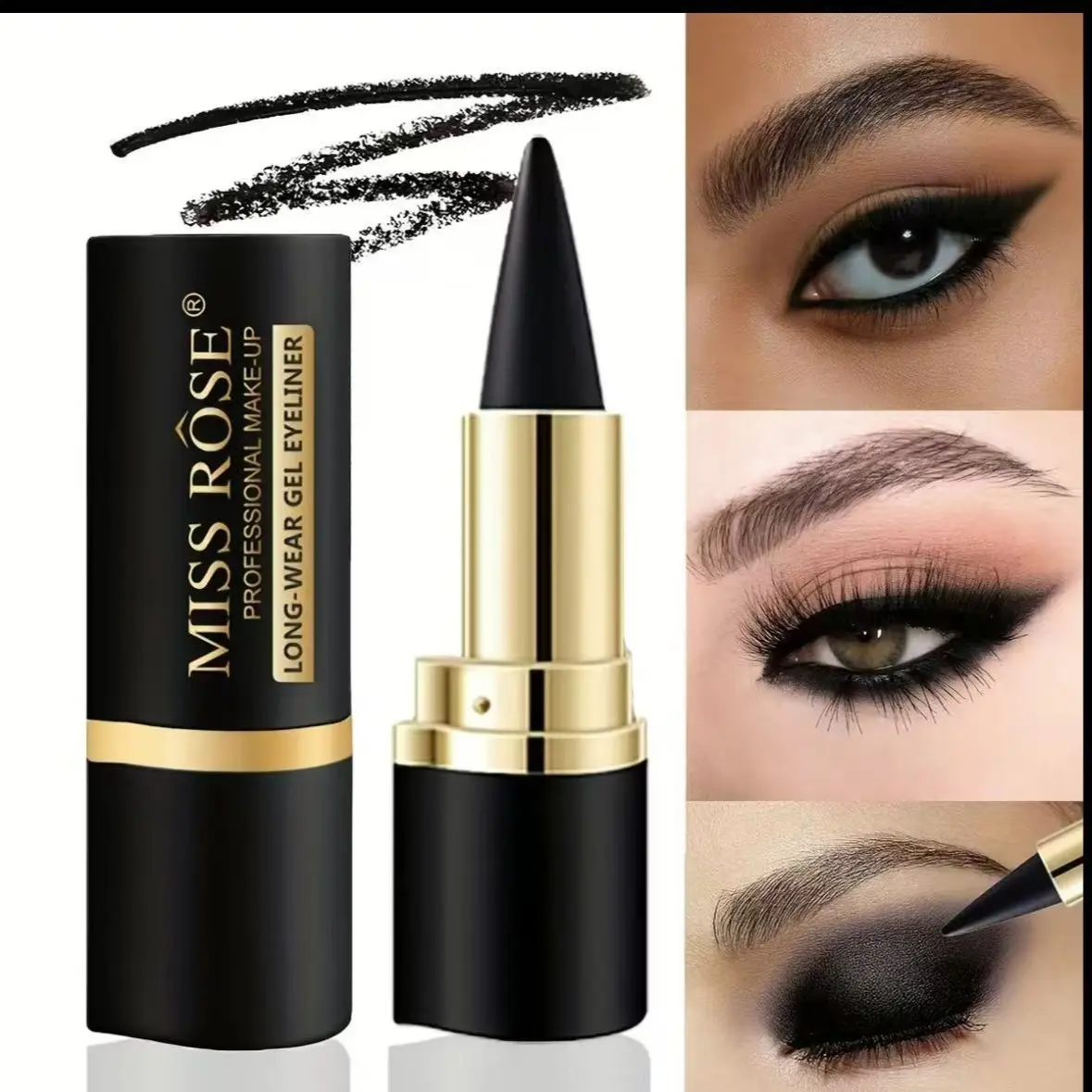 Multifunctional Solid Waterproof Eyeliner Pencil, Smudge Resistant Eyeliner, High-Pigment Eyeliner & Lip Liner, Long-Lasting Smudge-Proof Smooth Application, Ideal for Beginners, Eye Makeup Products