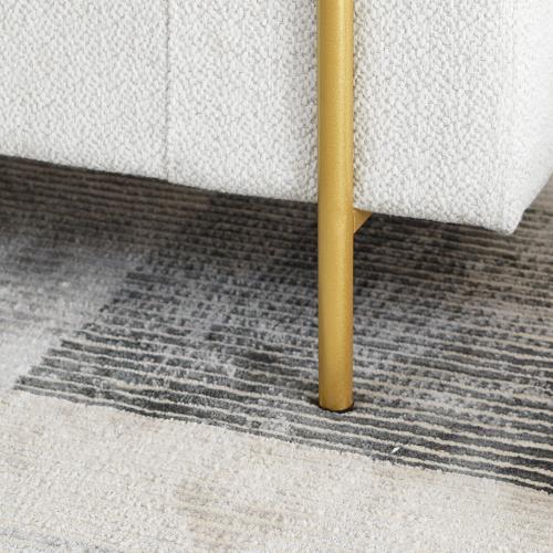 Niccae Elegant Linen Upholstered Storage Bench with Cylindrical Arms and Iron Legs, Multipurpose Ottoman for Hallway, Living Room, Bedroom, Entryway Soft Cushioned Stool Footstool