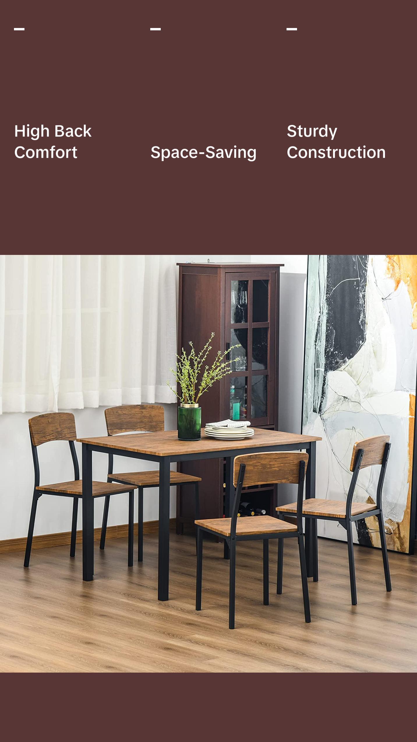 Charming 5 Piece Dining Table Set Modern Counter Height Dining Table and Chairs Set Dark Walnut