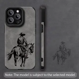 Phone Case: Skin-friendly Texture Phone Case Comfortable Texture with Minimalist Creative The Cowboy Rides A Horse Pattern Grey Phone Case UV Printing for iPhone 17 16 15 14 13 12 11 PRO MAX PLUS,AIR and iPhone X XS MAX, Warm and Aesthetic Value