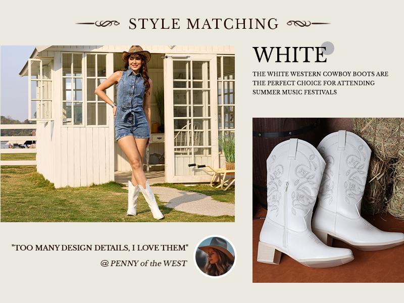 Cowboy Boots For WoMen  Western Retro Boot Durable Classic Fashionable Embroidered Pull On Slip Resistant Boots