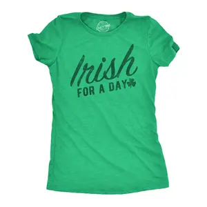 Womens Funny T Shirts Irish for A Day Sarcastic St Patricks Day Novelty Tee for Ladies Funny Womens T Shirts Cute Vintage Fashion Casual Ladies T-Shirt Gift Saint Patrick's Day Tops for Women Funny Sarcastic Green -