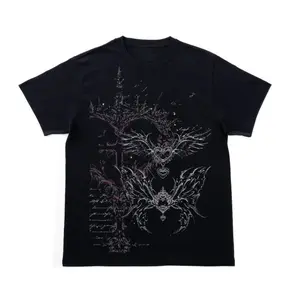 Gothic Winged Heart T-Shirt, Y2K Grunge Cyber Aesthetic Graphic Shirt, Vintage Dark Streetwear Tee, Crew Neck, Short Sleeve, Cotton, Gift for Alt Him Her, Men And Womenswear Top
