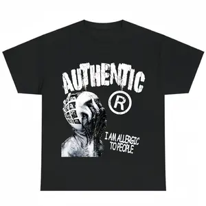 Graphic T-Shirt, Black and White, , Distressed Print I Am Allergic to People