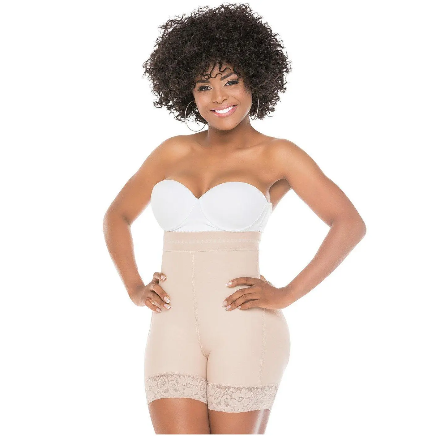 Women's Colombian High-Waisted Compression Tummy Control Shapewear Shorts, Fajas Colombianas Salome 218